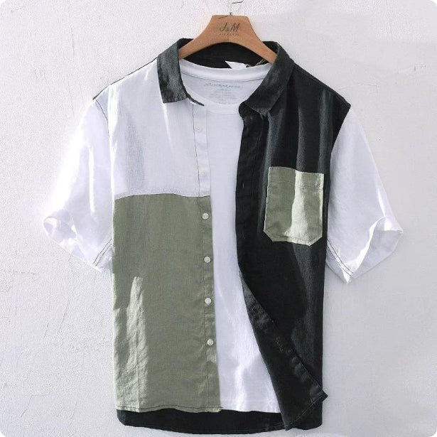 Color Matching Printed Fashion Polo Collar Men's Shirt