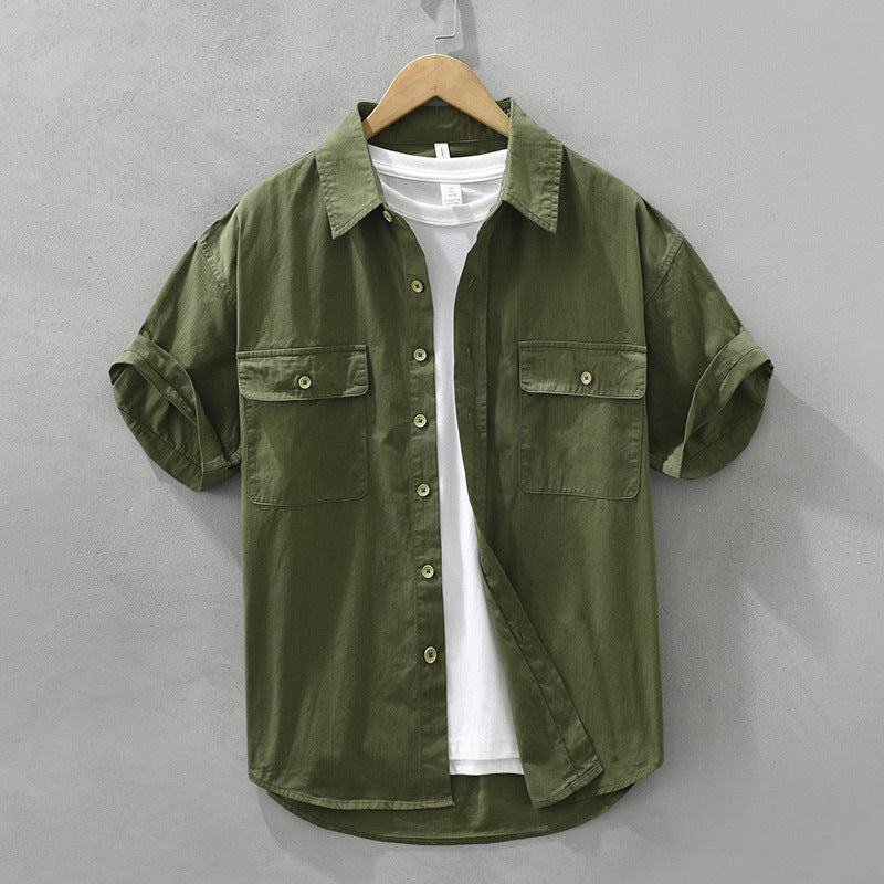 Solid Color Casual Short-sleeved Shirt